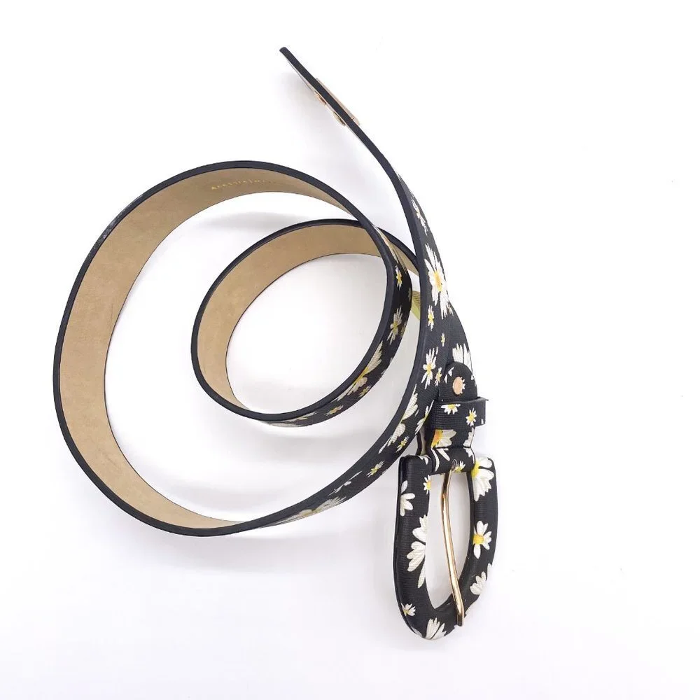 Alessia Massimo Womens Belt Black Floral Print Size S